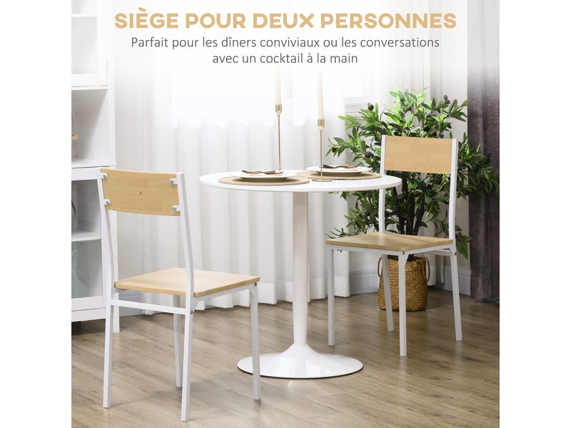 Table à manger ronde pour 2 personnes, table de cuisine style moderne avec piétement en acier, ø 80 x 75 cm, blanc - Conforama D
