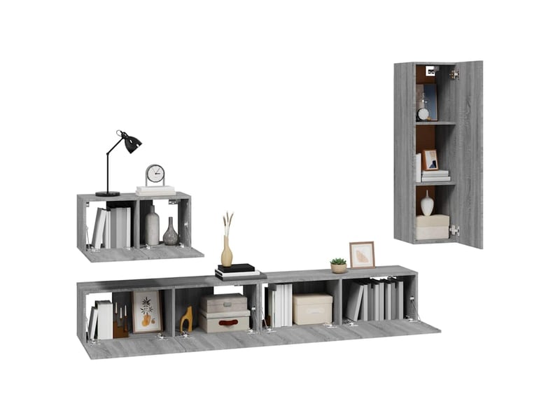  Ensemble de meubles tv 4 pcs sonoma gris bois d'ingénierie shl68739  - Conforama D