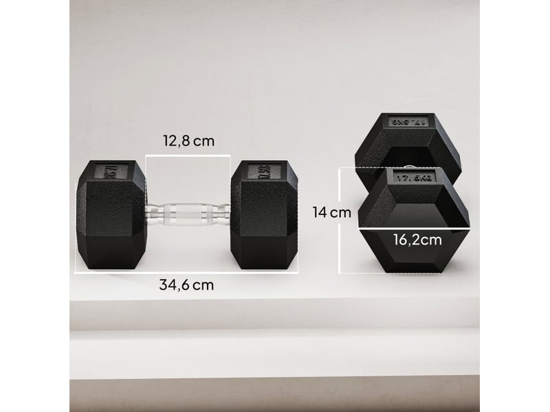  Lot de 2 haltères 35 kg métal noir  - Conforama C