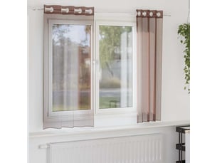 Lot de 2 rideaux en voile, voilages avec œillets marron 140x175 cm cf44375