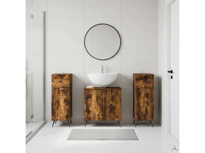  Ensemble de meuble de salle de bain 3 pièces breda chêne fumé cf63348  - Conforama B