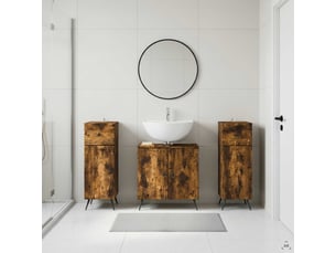 Ensemble de meuble de salle de bain 3 pièces breda chêne fumé cf63348