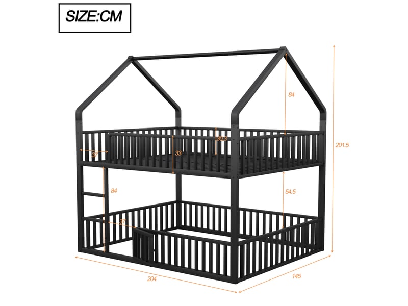  Lit superposé 140x200cm coloris noir métal lit enfant noir - Conforama C