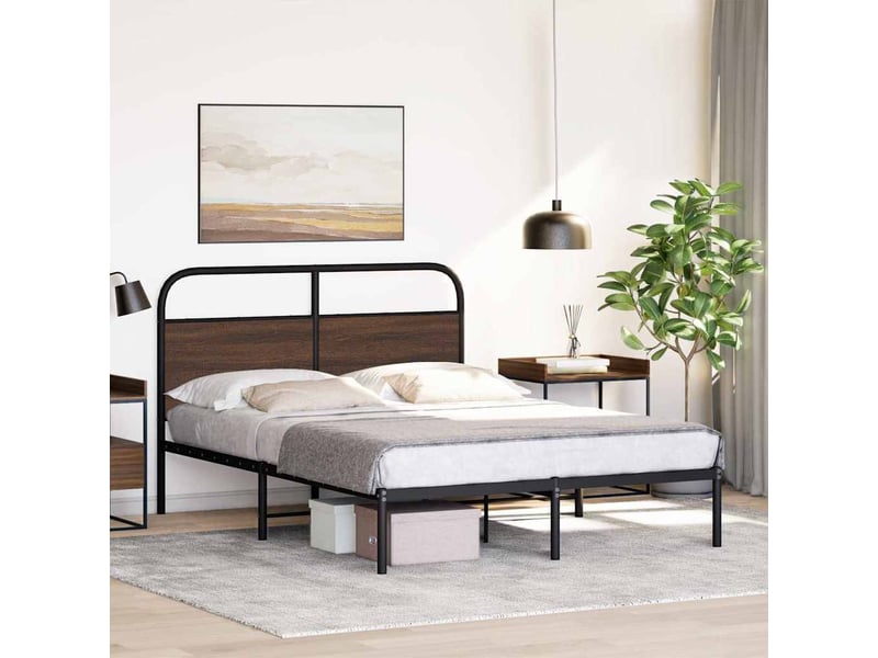  Lit double- lit adulte -  cadre de lit sans matelas 120x190 cm chêne marron  - Conforama C