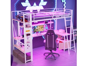 Lit mezzanine 90x200 cm <strong>HAVRYA</strong>  <strong></strong> coloris blanc