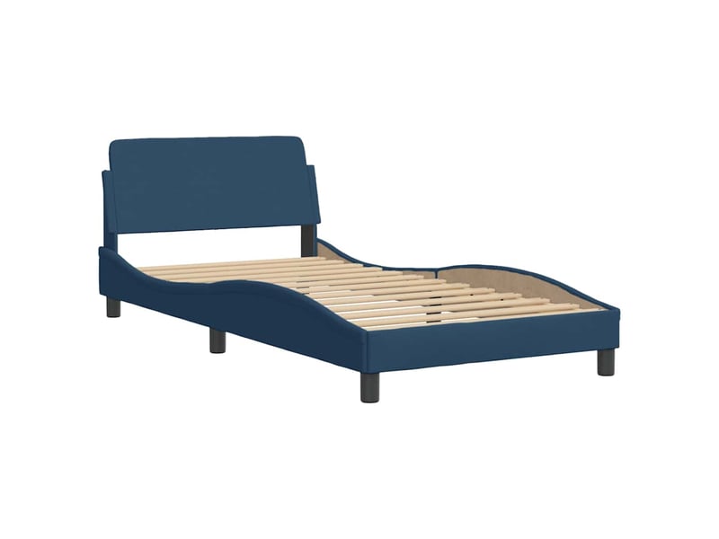  Lit simple- lit adulte -  cadre de lit avec tête de lit dover bleu 100x200cm tissu  - Conforama B