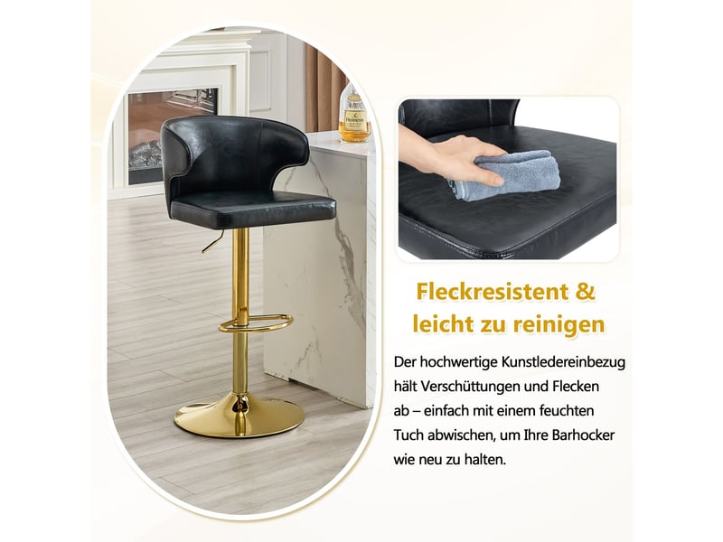  Chaise 2 chaises dossier intégré hauteur réglable pivotement à 360° large socle repose-pieds style moderne  - Conforama D