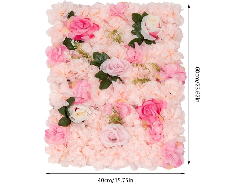 Lot de 6 panneaux muraux de fleurs artificielles, mur de fleurs artificiel, fond décoratif pour maison, mariage, cérémonie et fête - 40x60 cm - Conforama B