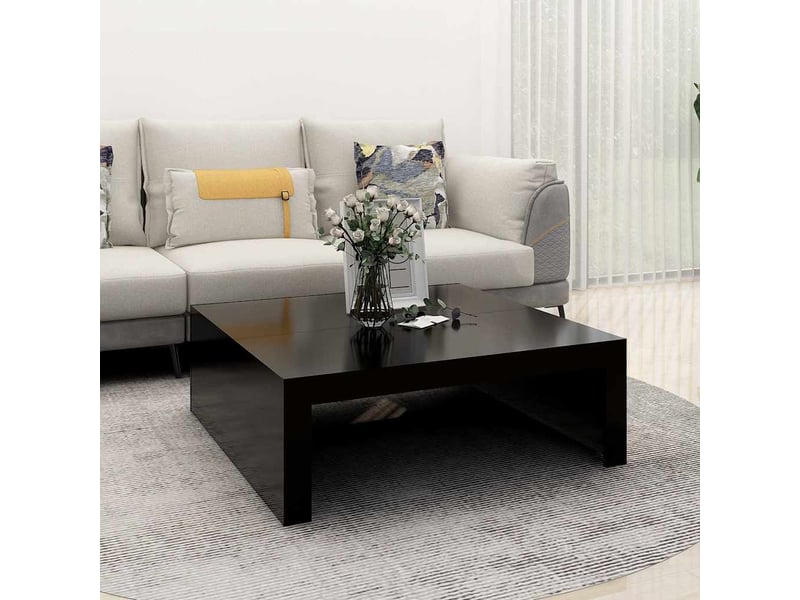  Table basse - table de salon - table à thé noir 100x100x35 cm bois d'ingénierie  - Conforama B