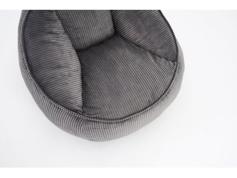  Pouf géant fauteuil lounge 90x90x59 cm dossier ergonomique, revêtement en velours côtelé, mousse mémoire, gris  - Conforama E