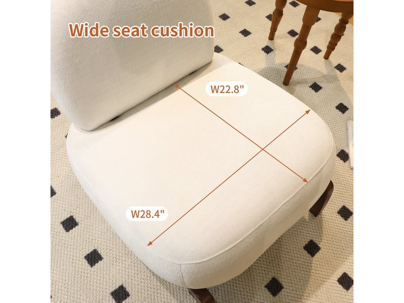  Fauteuil de lecture sans accoudoirs en tissu, pieds en bois massif  - Conforama W