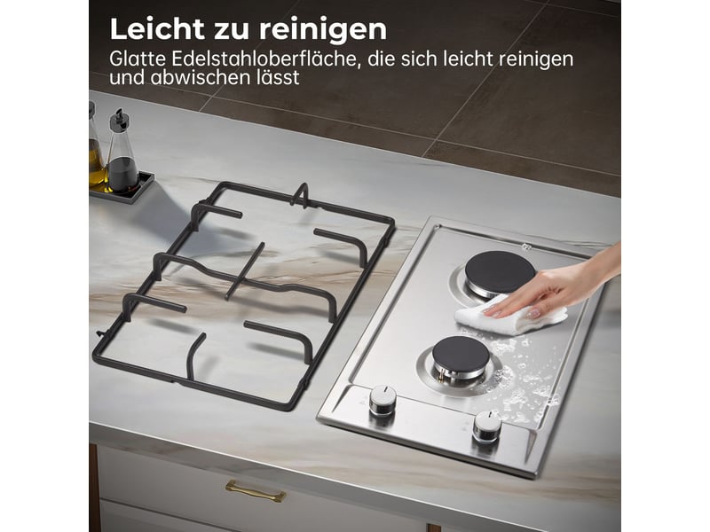 Plaque de cuisson gaz 2 feux, plaque gaz encastrable 30 cm en acier inoxydable, allumage automatique, puissance totale 4200 w - Conforama W