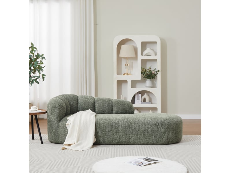  Méridienne courbe 204x87x66 cm design vert sauge  - Conforama E