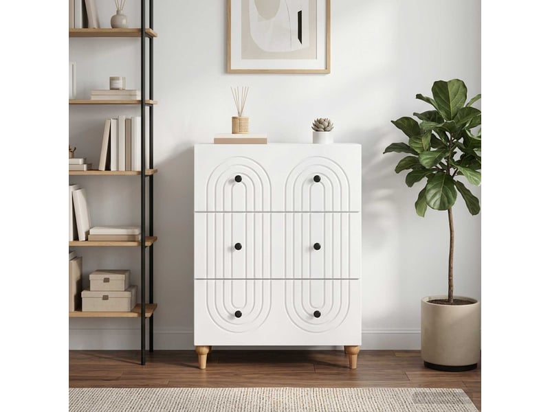  Armoire de rangement bureau, armoire à tiroirs blanc brillant 66 x 34,5 x 90 cm shl7134  - Conforama D