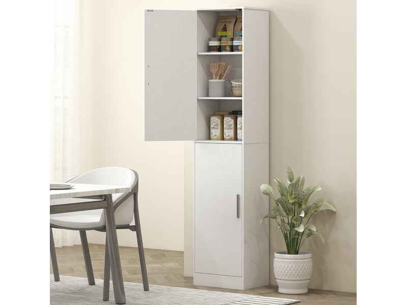  Meuble de rangement salle de bain 40x35x180 cm 2 portes anti-basculement bois blanc  - Conforama C