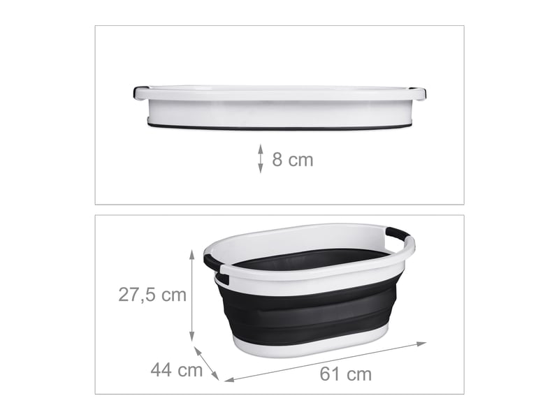  Panier à linge pliable transportable peu encombrant 27,5 x 61 x 44 cm en plastique gris 13_0013399  - Conforama B