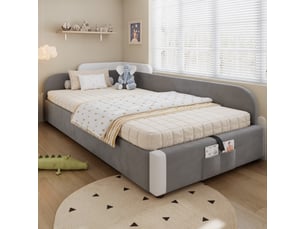 Lit coffre 90x200 cm <strong></strong>  <strong></strong> coloris gris