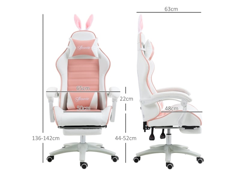  Fauteuil de jeu 65x63 cm ergonomique inclinable rose  - Conforama E