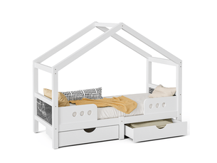 Lit cabane 90x200 cm <strong>MODENUIT </strong> <strong></strong> coloris blanc