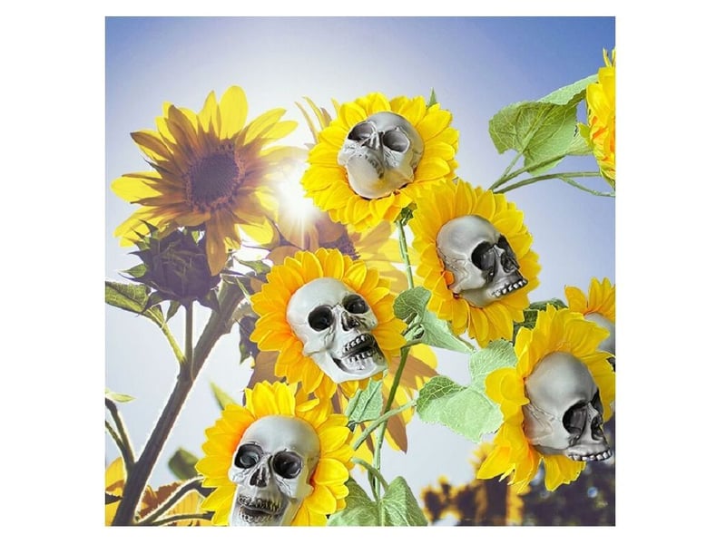  Décorations d'halloween crâne de tournesol ornements de fleurs artificielles de jardin  - Conforama C