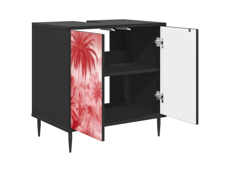  Armoire de salle de bain, meuble de rangement aachen chêne noir 60x40x61 cm  - Conforama D