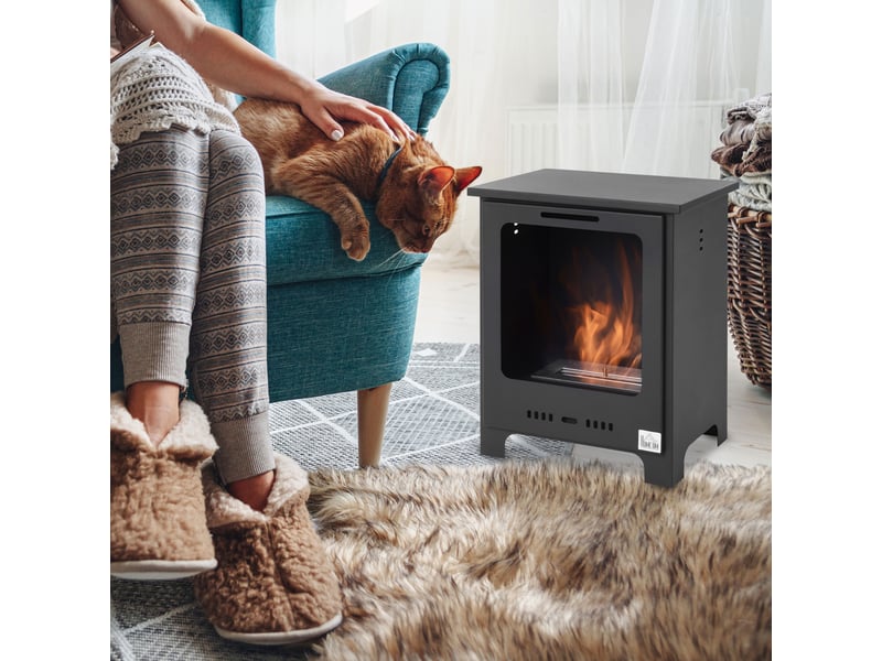  Cheminée au bioéthanol noire, flamme réelle, capacité 0,9 l  - Conforama C