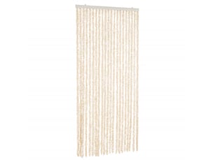 Rideau anti-mouches, moustiquaire beige et blanc 90x200 cm chenille cf43495