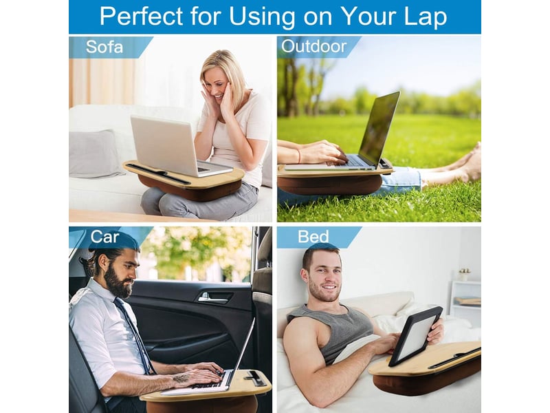  Coussin ordinateur portable jusqu'à 14 avec bande antidérapant et fente  - Conforama D