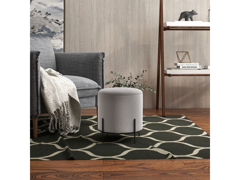  Pouf ottoman tabouret pouf repose-pied en velours pieds en acier pour salon chambre ø 35 x 38 cm gris clair  - Conforama A