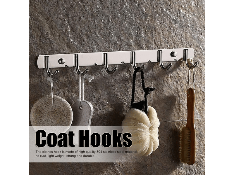 Porte-manteau en acier inoxydable, porte-serviettes mural, patères (6 crochets, gris - Conforama C