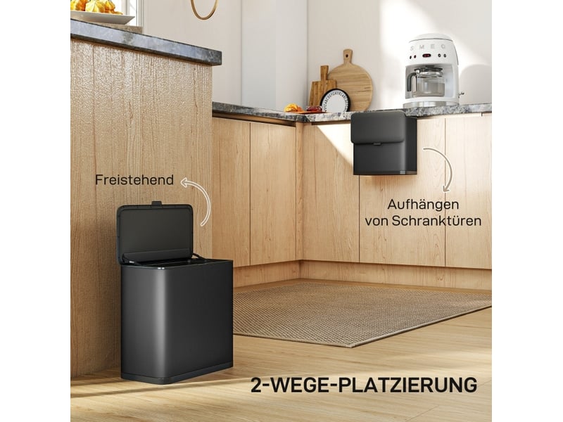  Poubelle 8 l 29,7x17,4x30 cm avec couvercle métal noir  - Conforama E