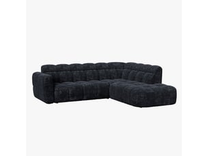 Canapé d'angle en tissu noir - angle droit
