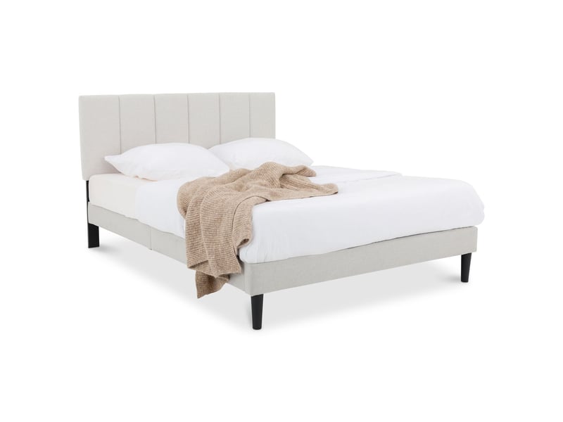  Lit double olbia 140 x 190 avec sommier en tissu - gris clair  - Conforama A