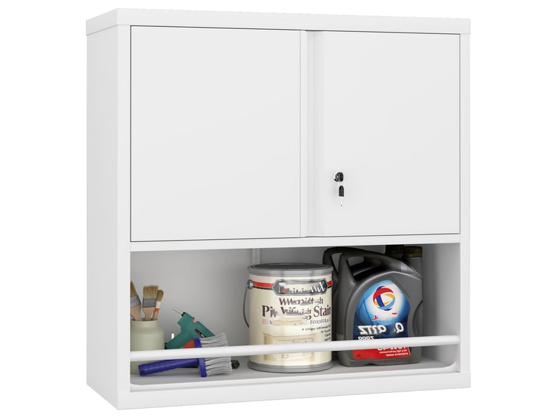  Armoire métallique haute 2 portes avec étagères réglables, rangement cuisine, bureau  - Conforama A