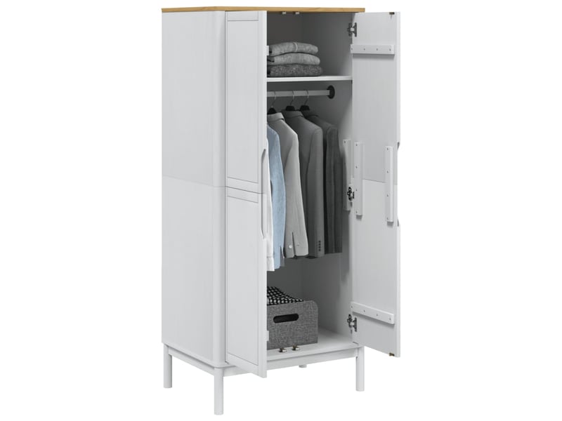  Garde-robe chambre, armoire de rangement floro blanc 77x53x171 cm bois massif de pin  - Conforama D