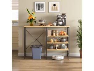 Meuble de rangement modulable avec 3 étagères ouvertes et pieds réglables pour cuisine en mdf et métal noir naturel