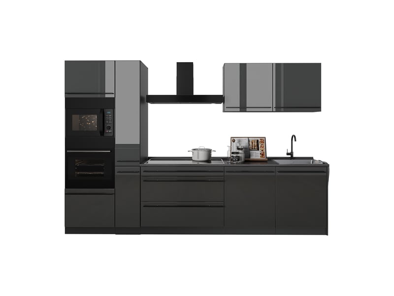  Vicco cuisine, anthracite haute brillanceanthracite, 310cm sans plan de travail  - Conforama E