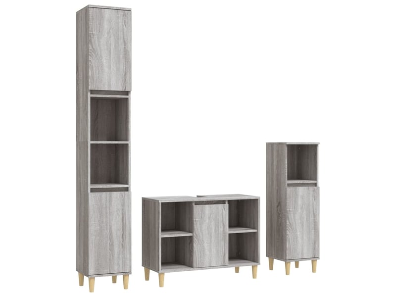 Ensemble de meubles de salle de bain 3 pcs sonoma gris cf63813  - Conforama A