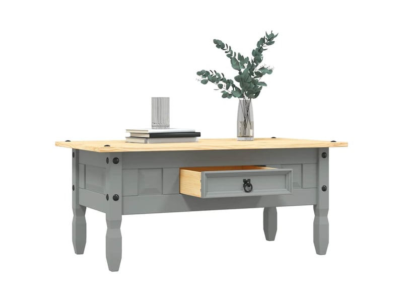  Table basse - table de salon - table à thé pin mexicain gamme corona gris 100x55x44 cm  - Conforama C