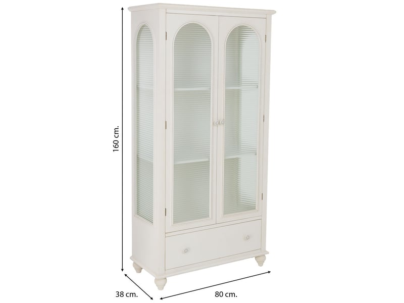  Vitrine en bois blanc 80x38x160 cm h  - Conforama C
