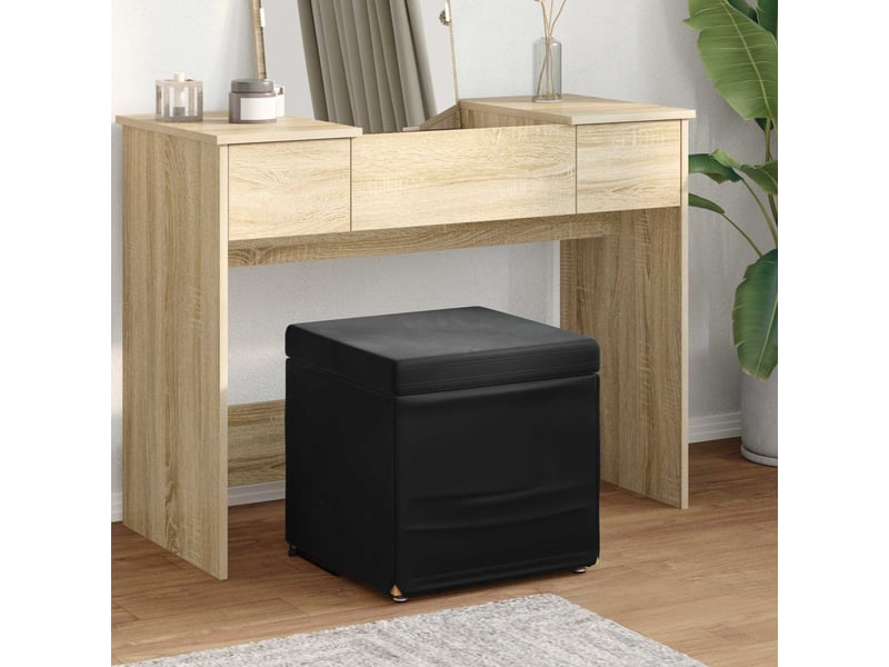  Tabouret bas, ottoman noir 41x41x40 cm velours et bois composite  - Conforama B