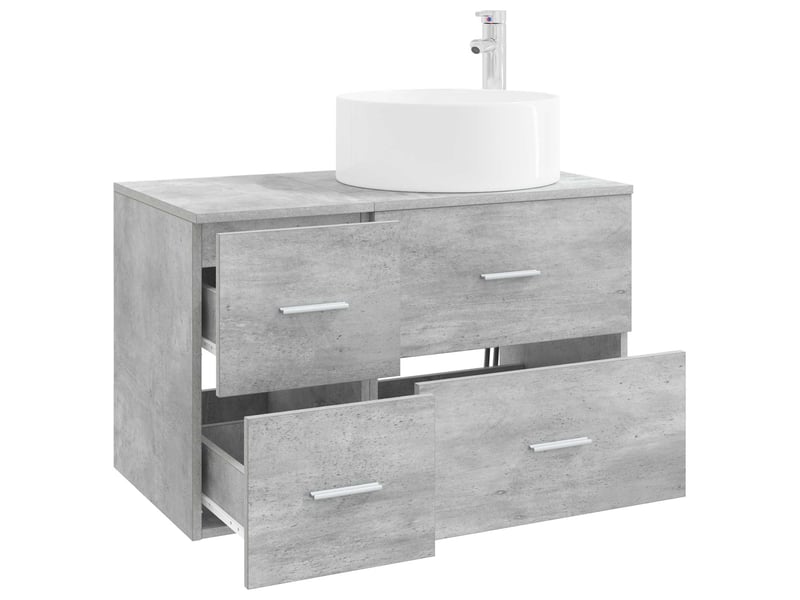  Ensemble de mobilier de salle de bain 2 pc gris béton cf64147  - Conforama C