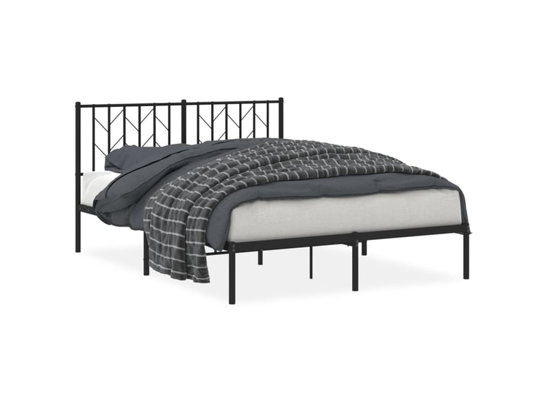 Lit double- lit adulte -  cadre de lit métal sans matelas avec tête de lit noir 140x190cm  - Conforama A