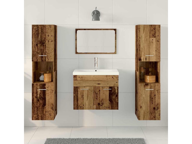 Ensemble de mobilier de salle de bain 4 pièces bois ancien cf64537 - Conforama D