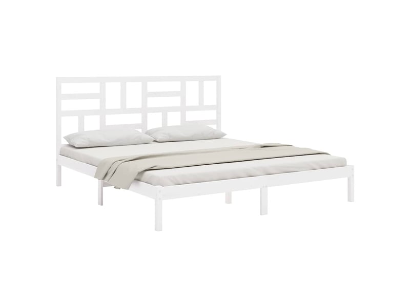 Lit double- lit adulte - cadre de lit sans matelas blanc bois massif 200x200 cm - Conforama B