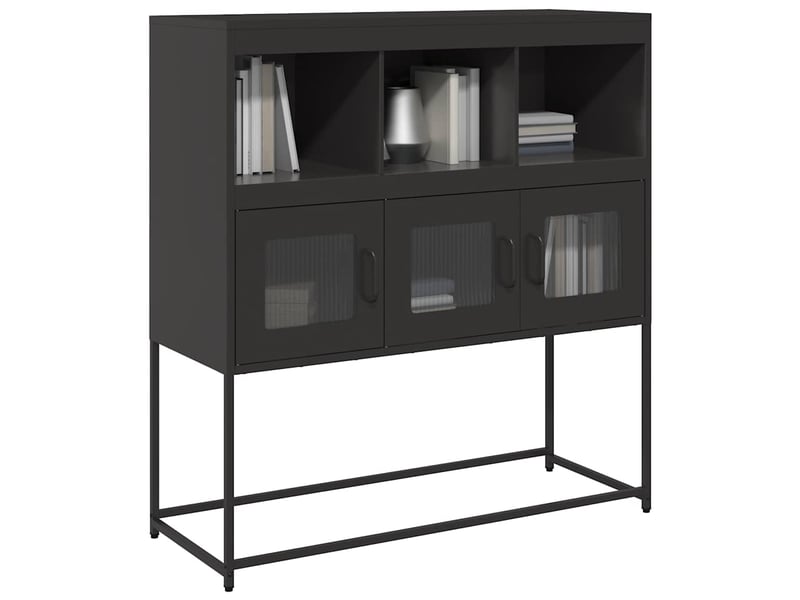  Buffet - bahut - meuble de rangement noir 100,5x39x107 cm acier laminé à froid  - Conforama B