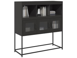 Buffet - bahut - meuble de rangement noir 100,5x39x107 cm acier laminé à froid