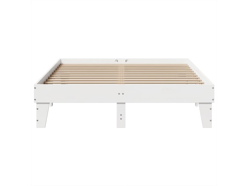  Lit double- lit adulte -  cadre de lit sans matelas blanc 150x200 cm bois de pin massif  - Conforama C