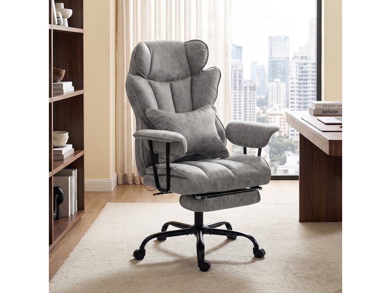 Fauteuil de bureau avec massage et chauffage à 6 points, gris  - Conforama C