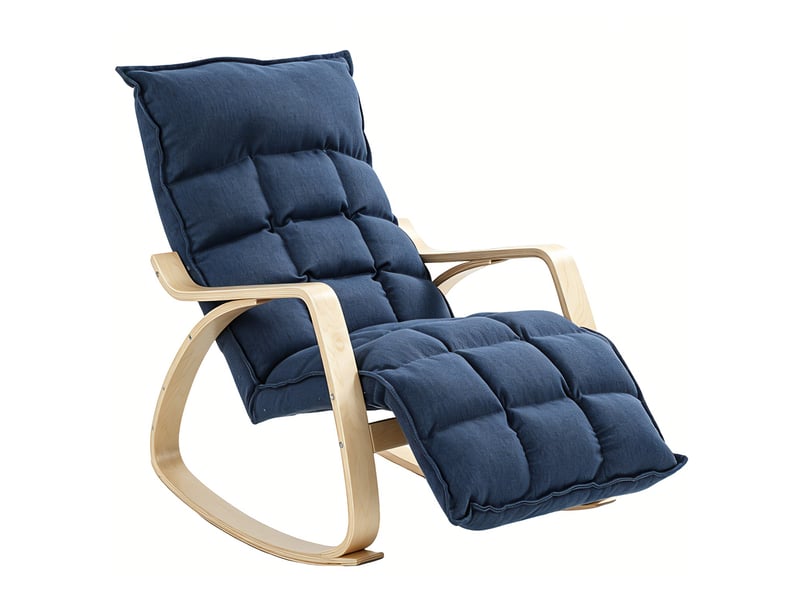  Fauteuil à bascule, fauteuil à bascule avec dossier haut, bleu foncé  - Conforama A